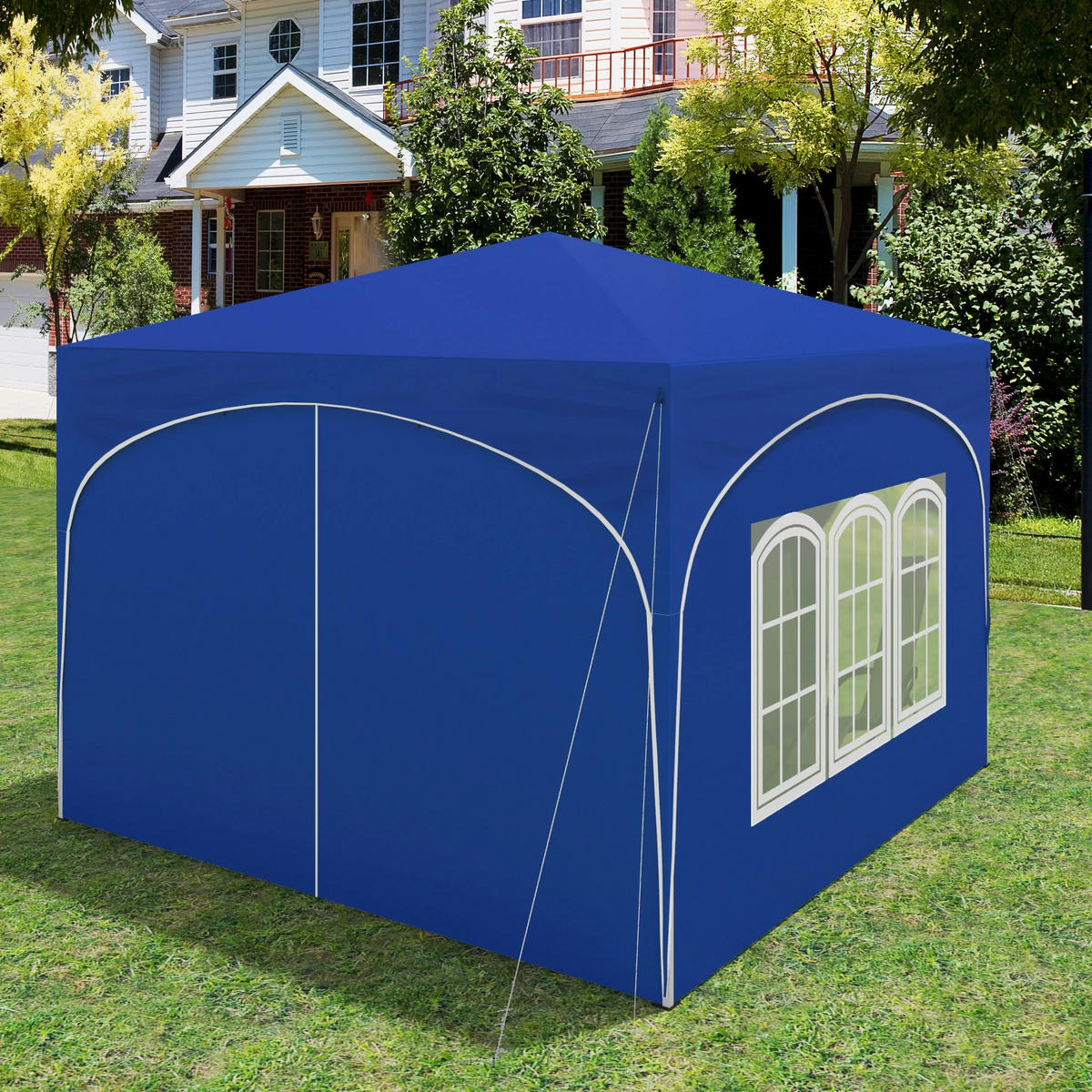PAVILLON 3x3 m Blau mit 4 Seitenwänden - Blau, Textil/Metall (300/300cm) - Kaket