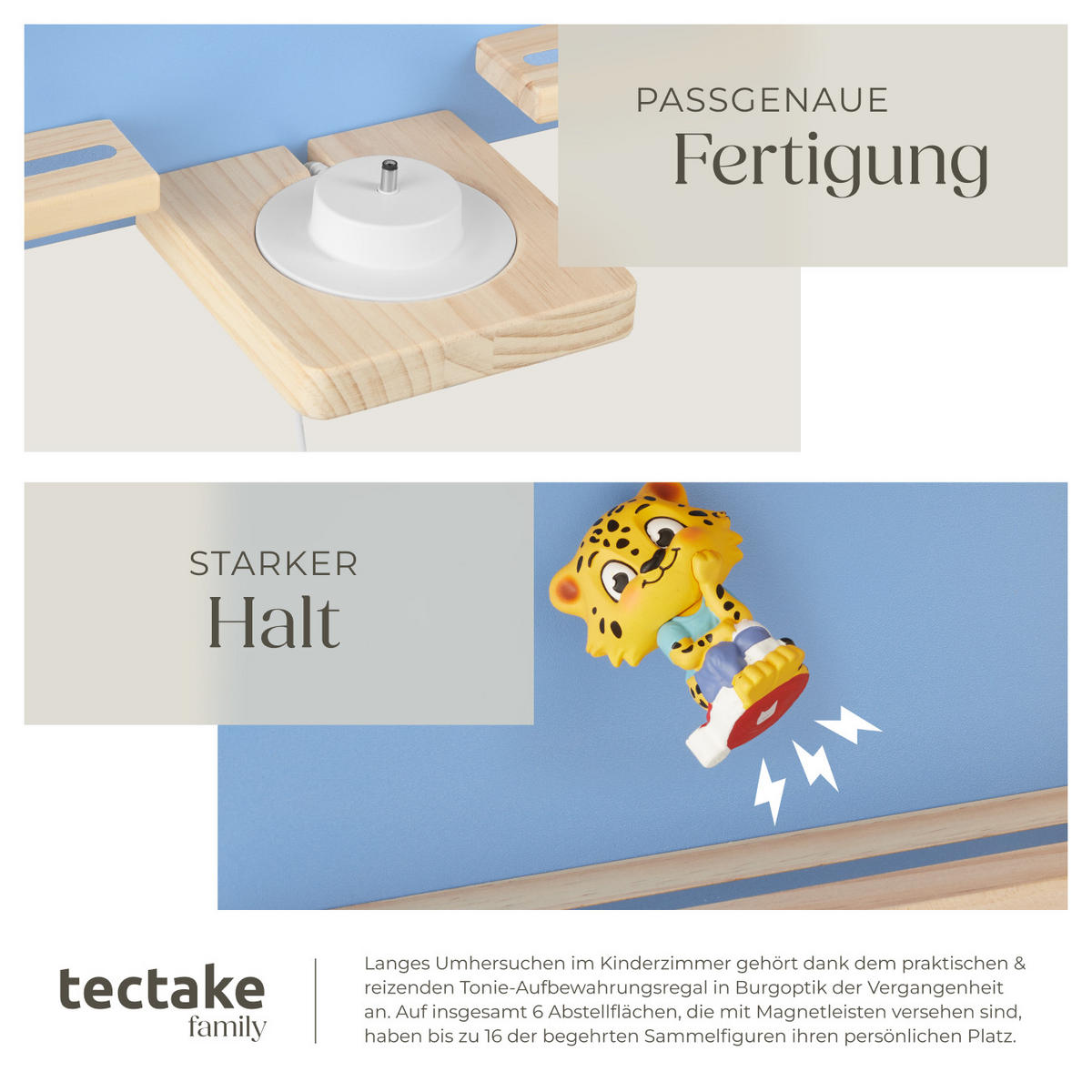 WANDREGAL Mylittlestory Fortress,56 x 15,5 x 43 cm,blau - Blau, Holz (56/43/15.5cm) - tectake