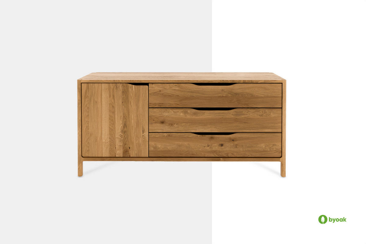 KOMMODE PAUL Wildeiche - Wildeiche, Holz (140/64/50cm) - byoak