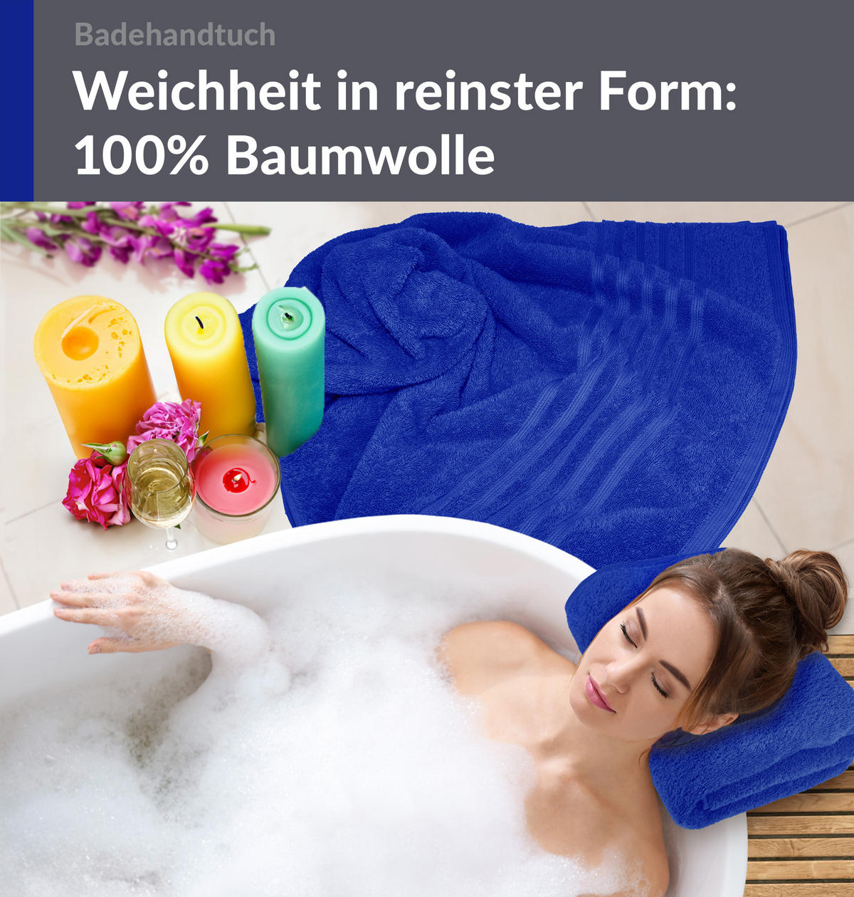 BADETUCH London Azur Blau 2er Set 100x150 - Blau, Textil (100/150cm) - Lashuma
