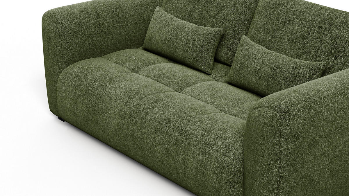 SOFA SORENO 3-Sitzer, dunkelgrün - Dunkelgrün/Schwarz, Holz/Textil (214/94/114cm) - Courtois Laville