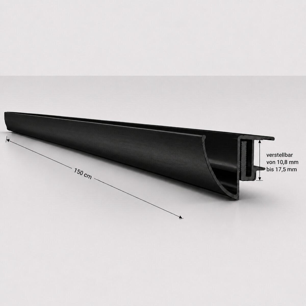 ALUMINIUM-REGENRINNE für Glasvordach 150 cm Schwarz - Schwarz, Metall (5/5/150cm) -  Glaswerk Westfalen