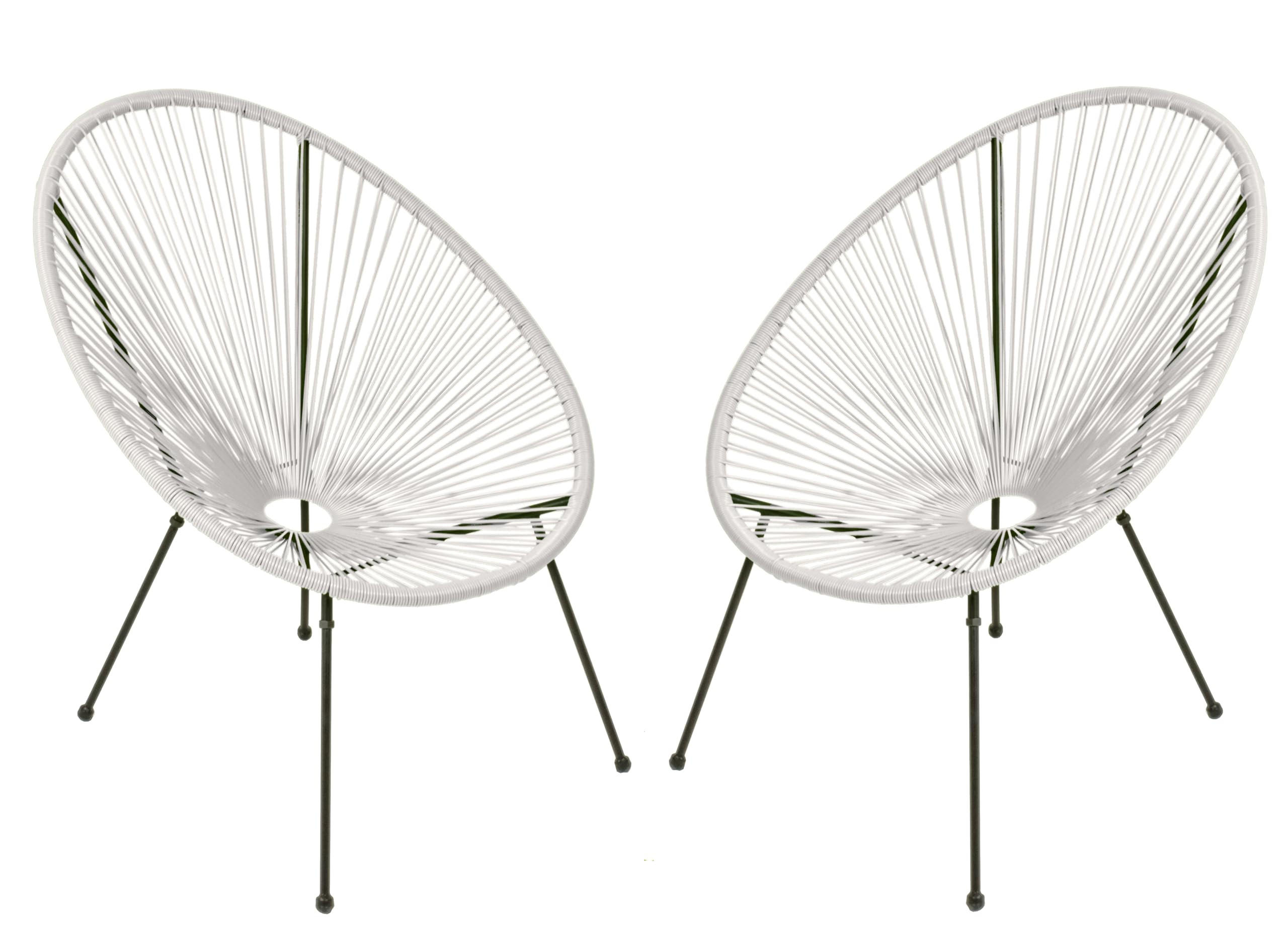 GARTENSTUHL 2er Set Sven Kunstgeflecht weiß Relaxsessel - Weiß, Kunststoff (73/93/73cm) - DELUKE