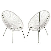 GARTENSTUHL 2er Set Sven Kunstgeflecht weiß Relaxsessel - Weiß, Kunststoff (73/93/73cm) - DELUKE