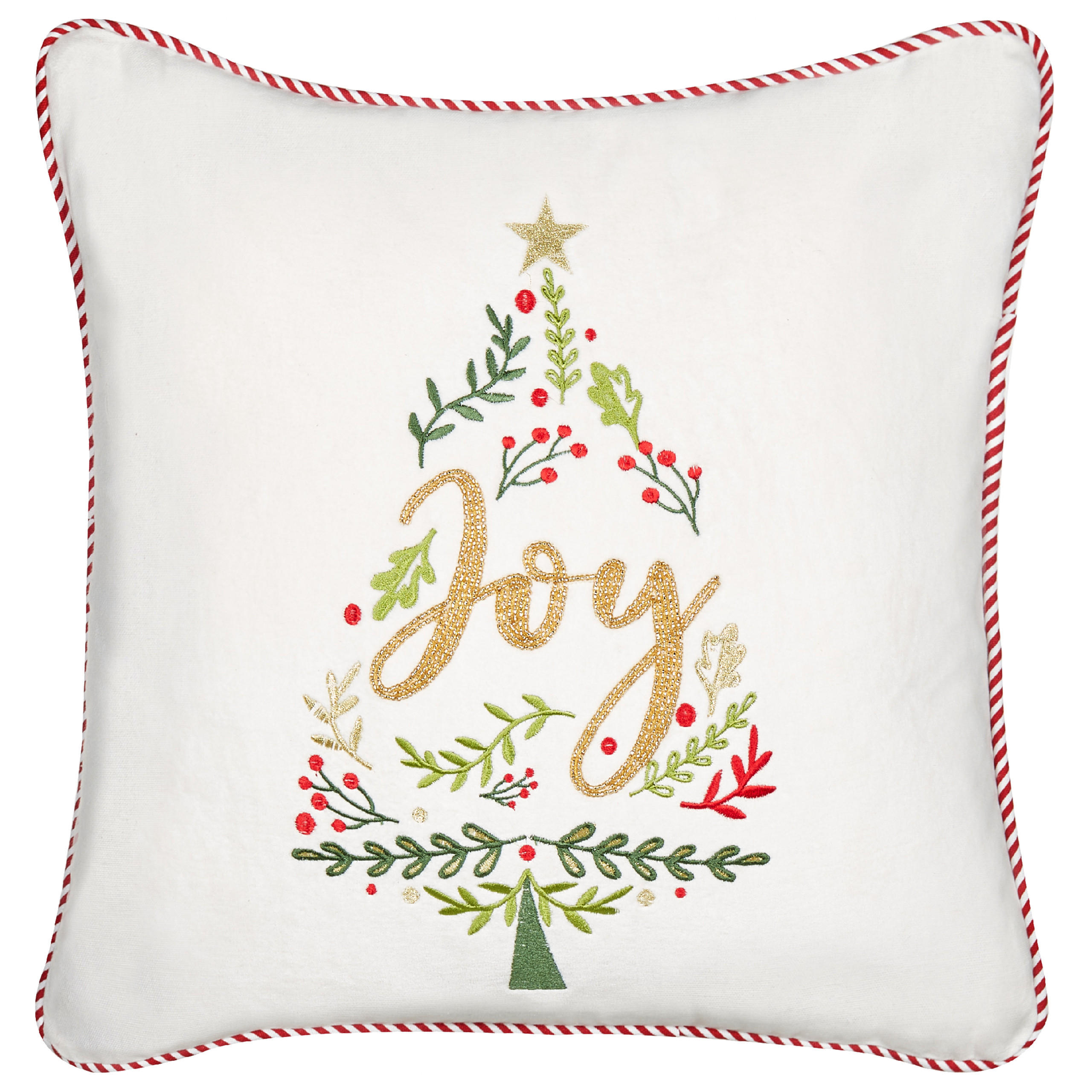 DEKOKISSEN 2er-Set Weiß 45/45 cm Echeveria - Rot/Goldfarben, Textil (45/45cm) - Beliani