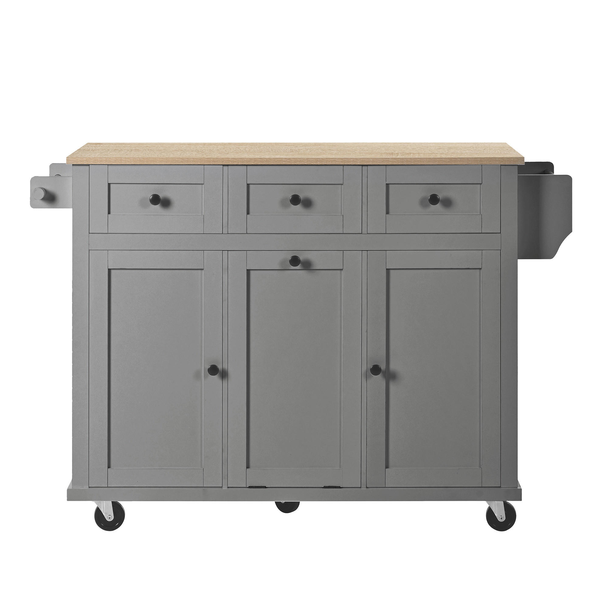KÜCHENINSEL 112/46,2-76,2/92,7 cm aus MDF mit ausziehbarer Arbeitsplatte Grau/Natur - Grau, Holzwerkstoff (112/92.7/76.2cm) - Modenvie