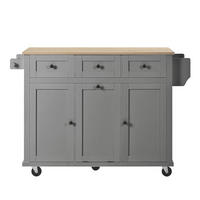 KÜCHENINSEL 112/46,2-76,2/92,7 cm aus MDF mit ausziehbarer Arbeitsplatte Grau/Natur - Grau, Holzwerkstoff (112/92.7/76.2cm) - Modenvie