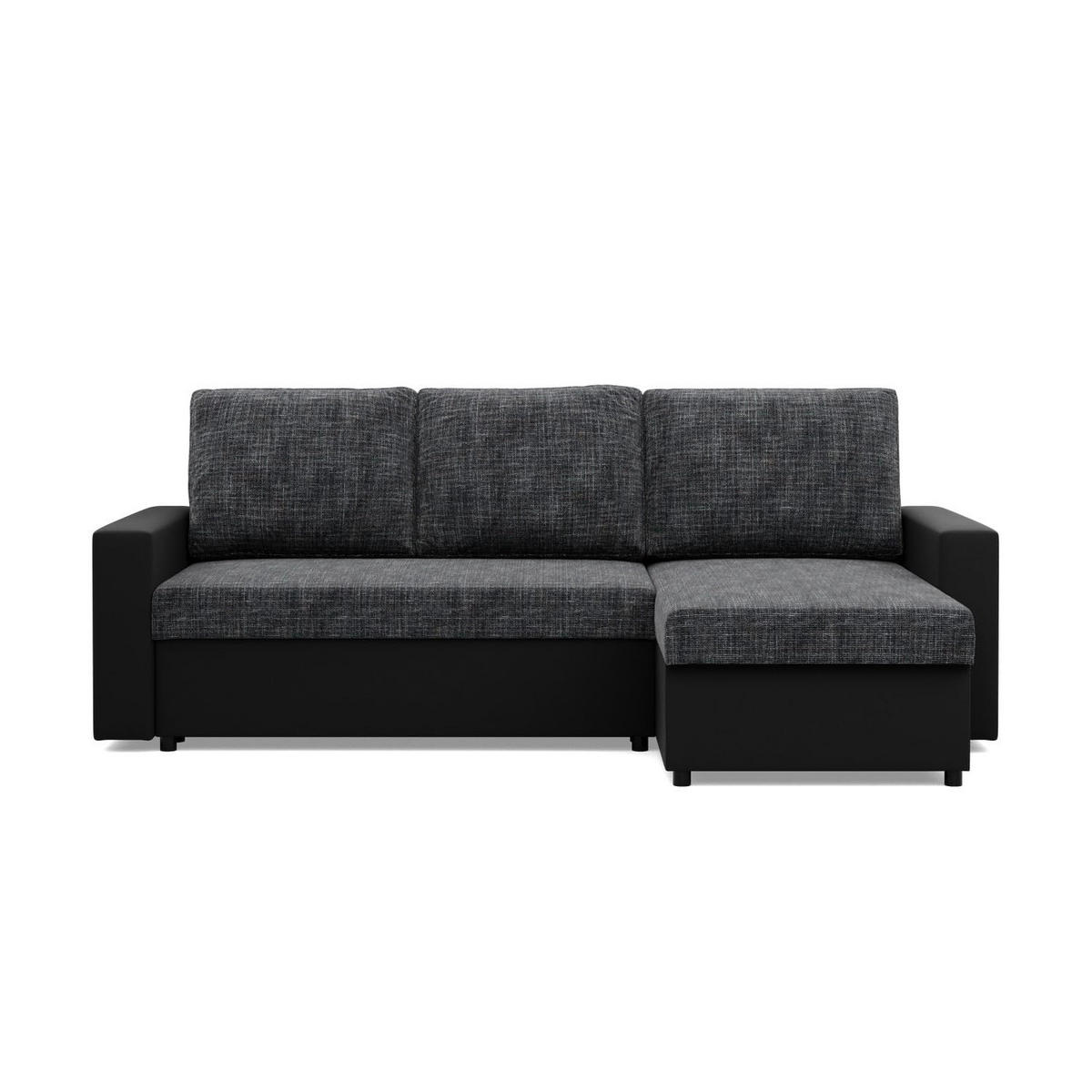 ECKSOFA MIT SCHLAFFUNKTION LUNA, Schwarz + Schwarz - Schwarz, Textil (231/140cm)