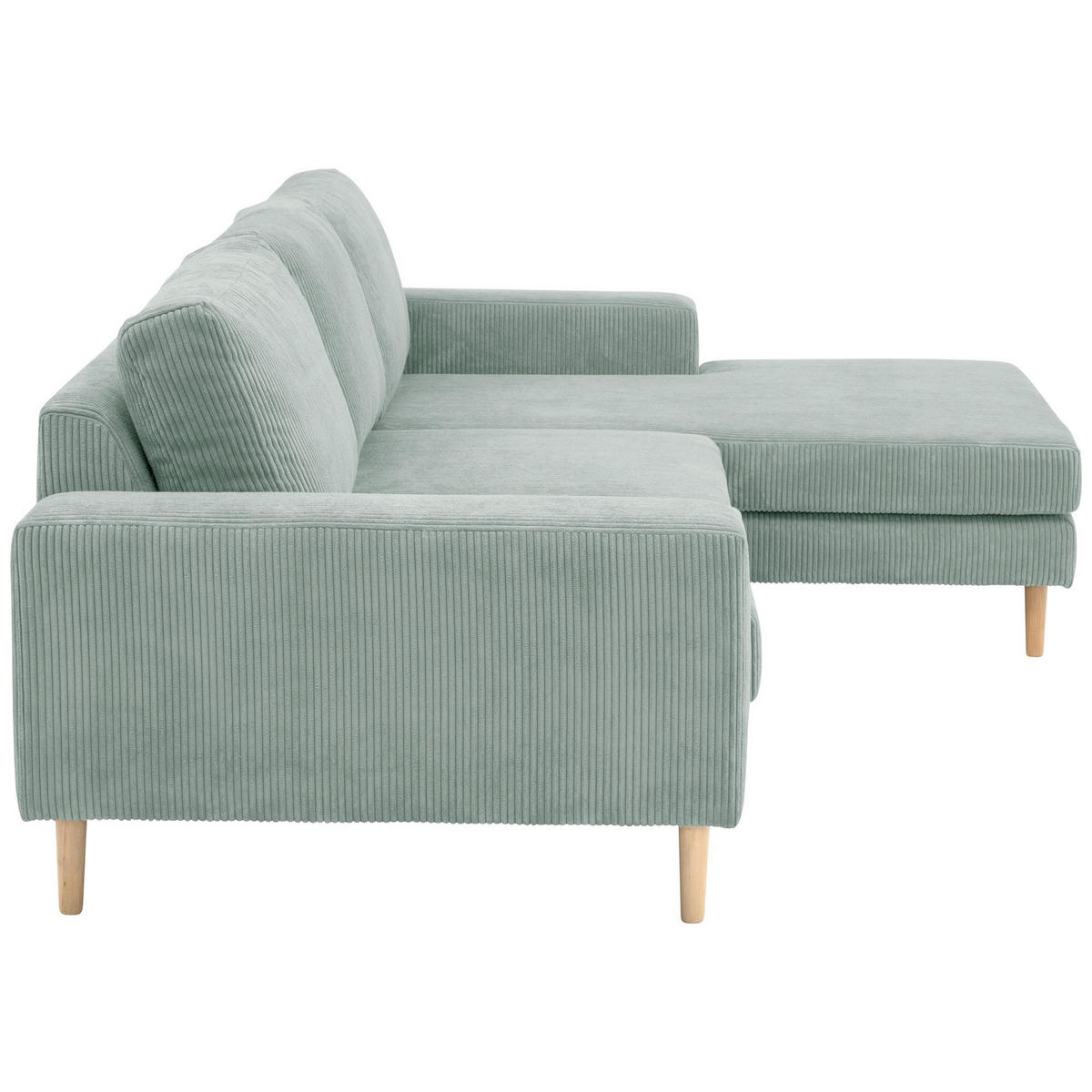 SOFA mit Longchair rechts Kaylynn Cordstoff silber - Silberfarben, Kunststoff (175/294cm) - 58aufmkessel