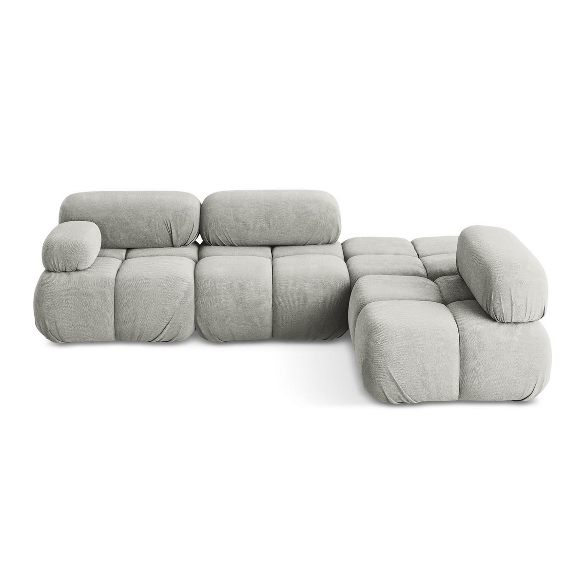 ECKSOFA Rechts Chenille Stoff Grau - Hellgrau/Schwarz, Kunststoff/Textil (285/190cm) - LaMiaSofa