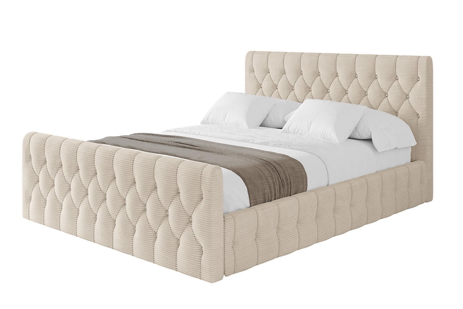 POLSTERBETT mit Bettkasten, Fußteil und Lattenrost, Boxbett ohne Matratze - LARO-Z 180x200 Beige - Creme, Holzwerkstoff/Textil (180/200cm) - ALTDECOR