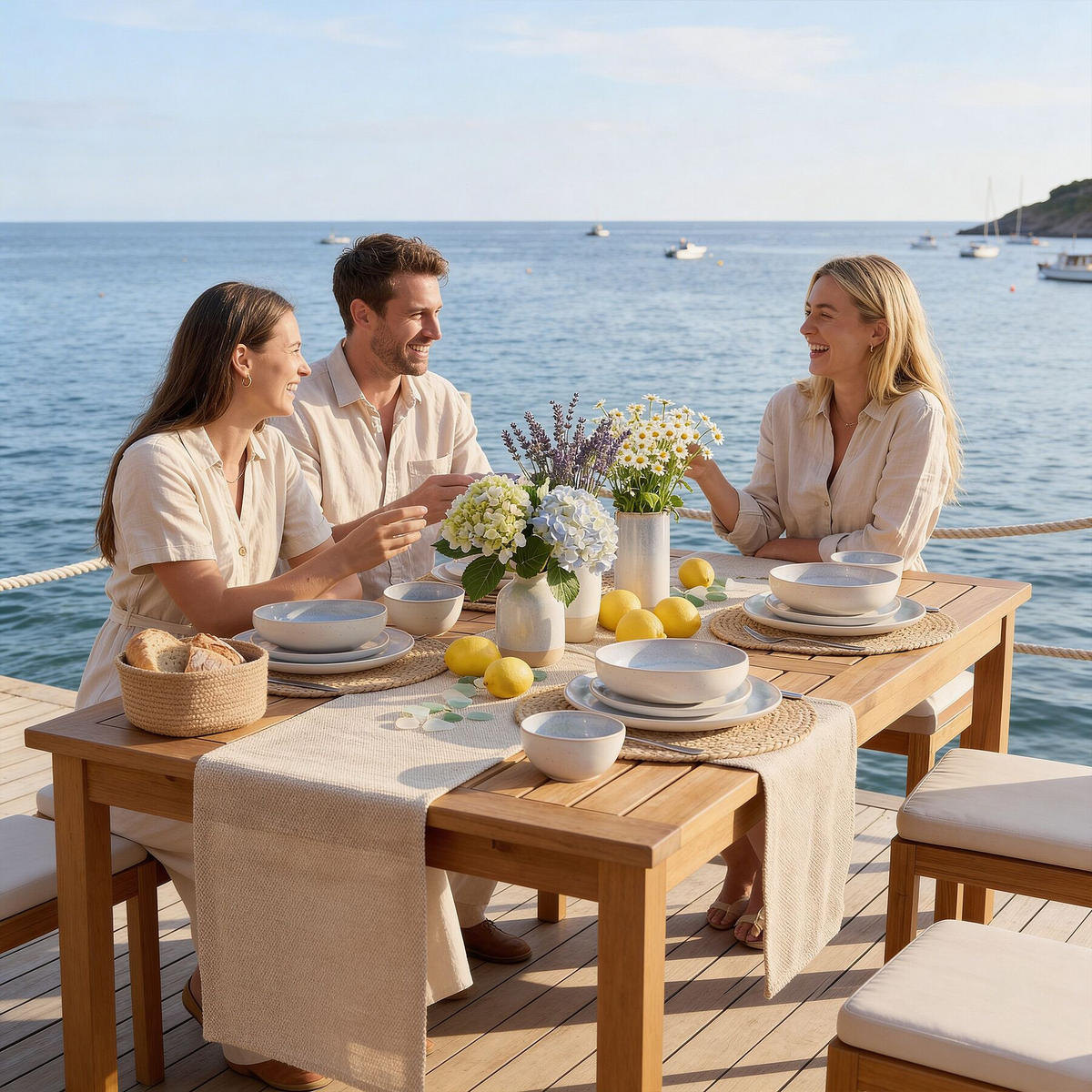 TAFELSERVICE Mare, ineinander stapelbar, grau - Grau, Keramik (26.5/2.5/26.5cm) - tectake