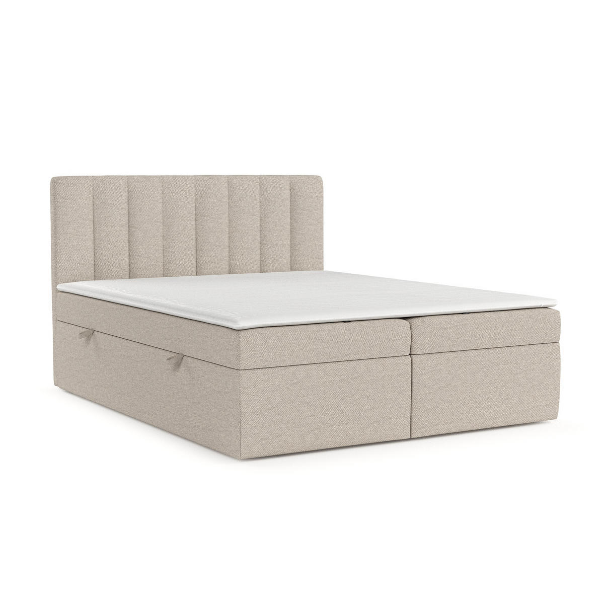 BOXBETT Amaro 180/200 cm Hellbeige im Megan Stoff - Sandfarben/Schwarz, Holz/Holzwerkstoff (180/200cm) - AltaBeds