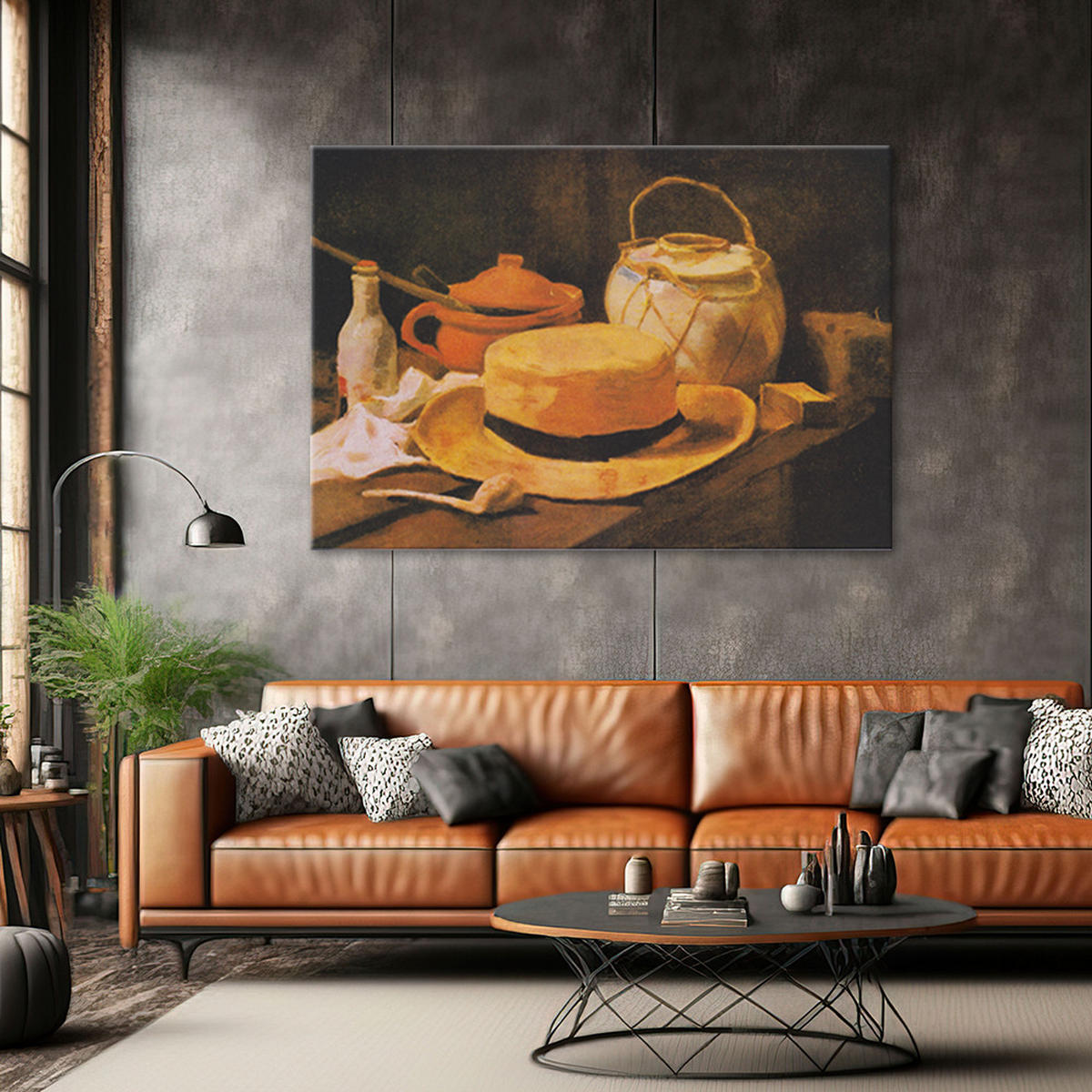 WANDBILD reproduktion stilleben mit gelbem strohhut - Multicolor, Textil (60/40cm) - Feeby