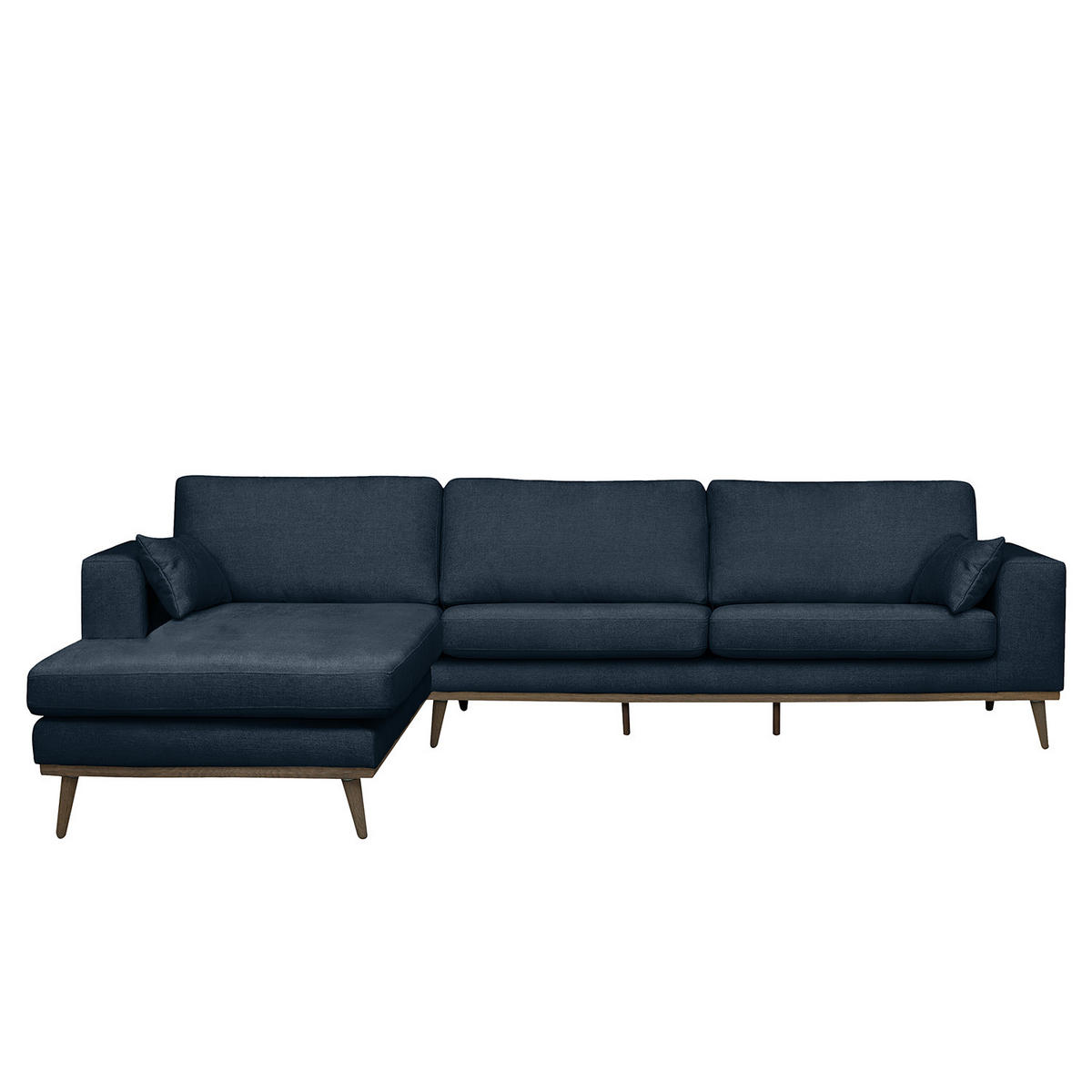 ECKSOFA mit Longchair - Eichefarben/Dunkelblau, Textil (281/153cm) - home24