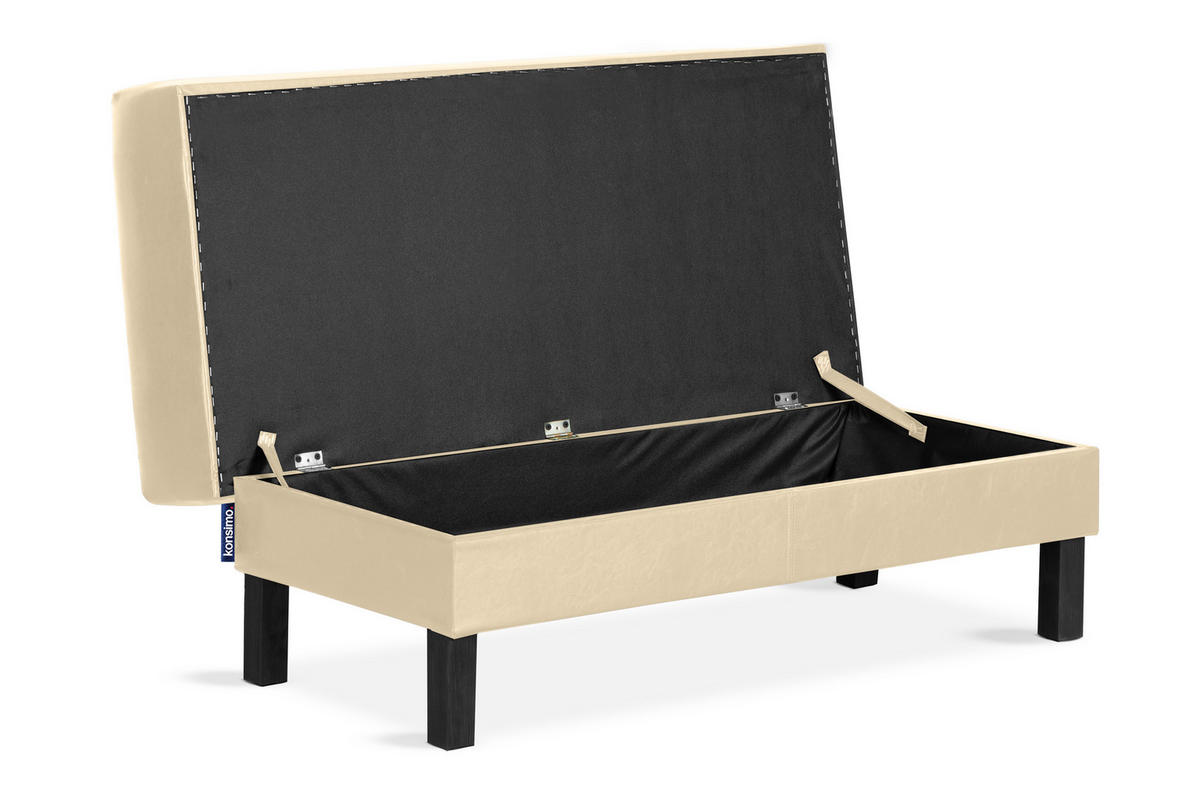 SITZHOCKER ESPECTO auf hohen Holzbeinen, Ecru - Creme/Schwarz, Textil (106/47/56cm) - KONSIMO®