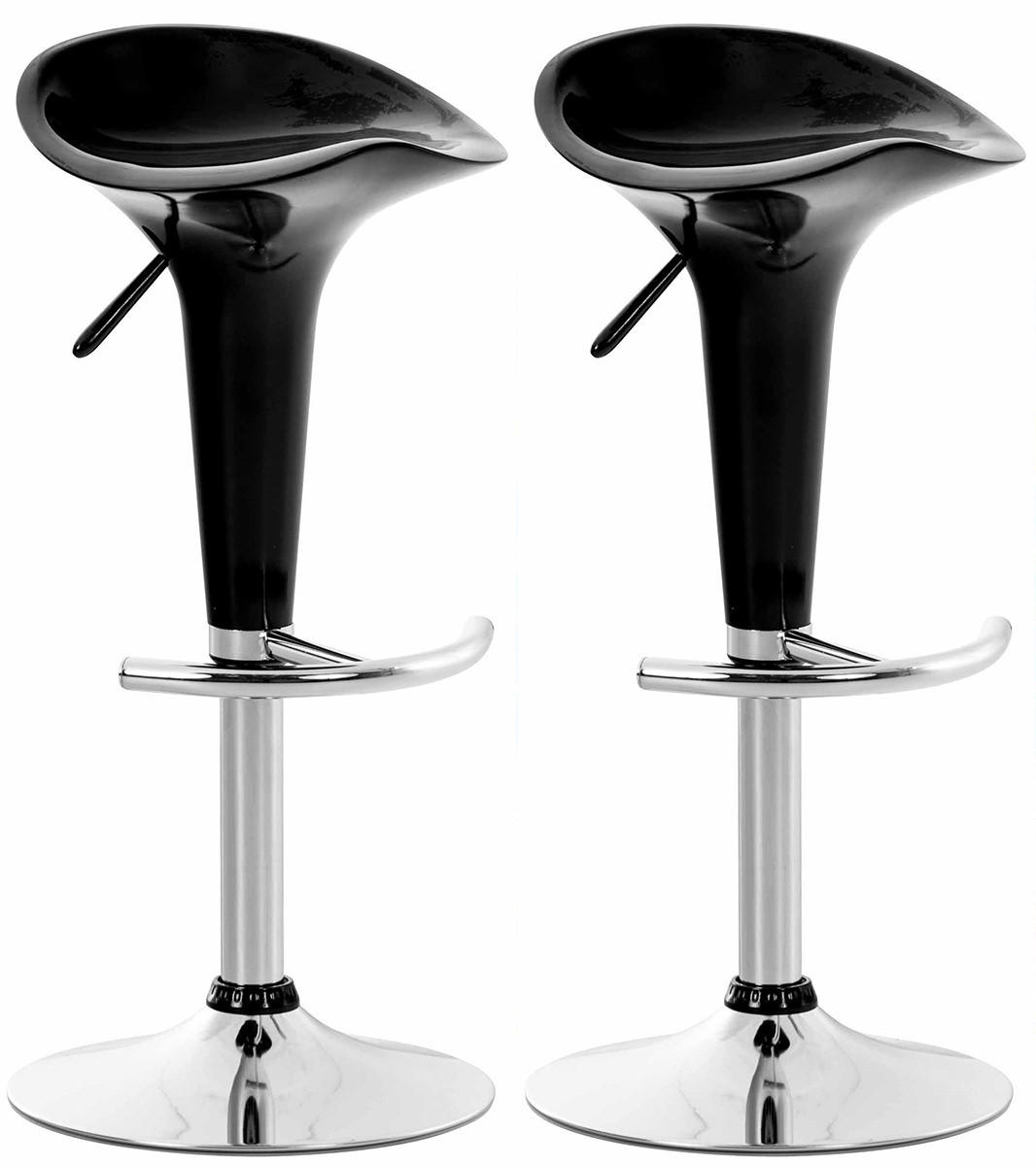 BARHOCKER 2er Set Kunststoff schwarz - Chromfarben/Schwarz, Kunststoff/Metall (37/87/37cm) - CLP