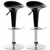 BARHOCKER 2er Set Kunststoff schwarz - Chromfarben/Schwarz, Kunststoff/Metall (37/87/37cm) - CLP