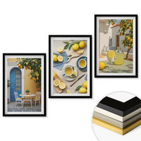 WANDBILDER 3er-Set - 40x60 cm Schwarzer Rahmen - Zitronenlimonade blaue Tür - Schwarz, Kunststoff (40/60cm) - ArtPrintCave