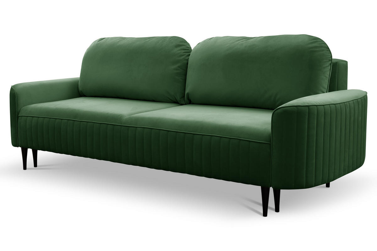 BETTSOFA FILO Grün Velours-Stoff mit Schlaffunktion - Grün, Holz (244/92/102cm) - MASSENO