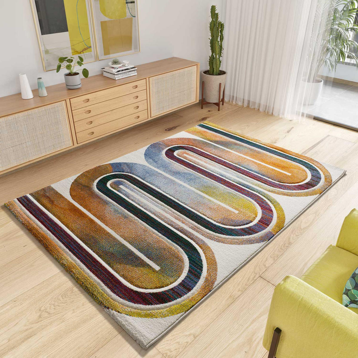 WEBTEPPICH orange und beige Sybil 160/230 cm - Blau/Beige, Naturmaterialien/Textil (160/230cm) - Atticgo