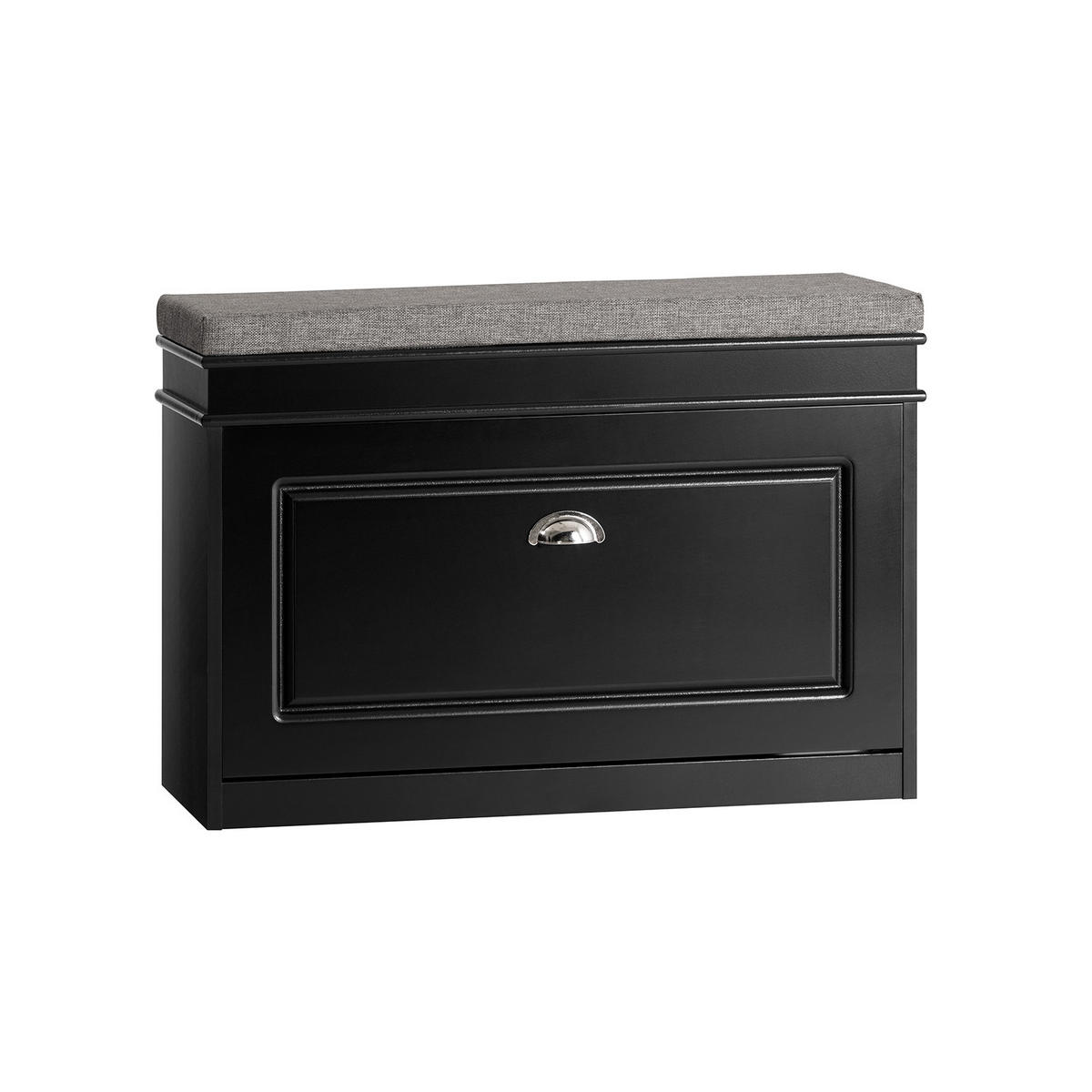 SCHUHBANK Schwarz - Schwarz, Holzwerkstoff (75/51/24cm) - SoBuy