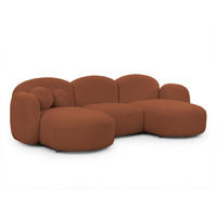 WOHNLANDSCHAFT Nuvola mit abgerundetem Design Terrakotta Bouclé-Stoff - Terra cotta/Schwarz, Holz/Kunststoff (268/80/146cm) - S-Style Möbel