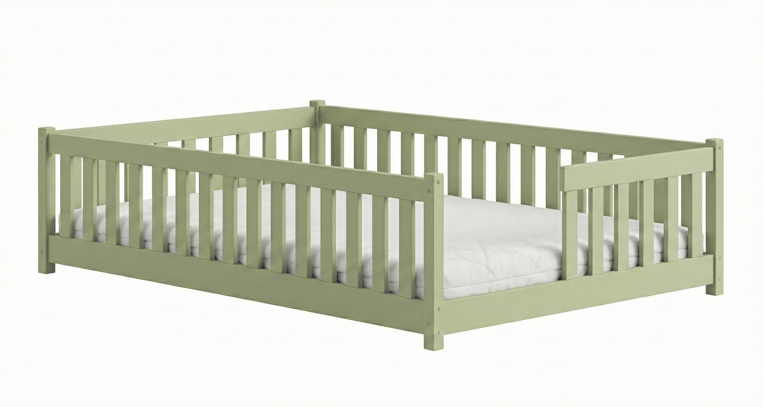 BODENBETT 140x200 cm in Olivgrün - Olivgrün, Holz (140/200cm) - Kids Collective