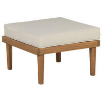 OTTOMANE Akazienholz hellbraun Auflage creme Baratti - Hellbraun/Beige, Holz (57/39/57cm) - Beliani
