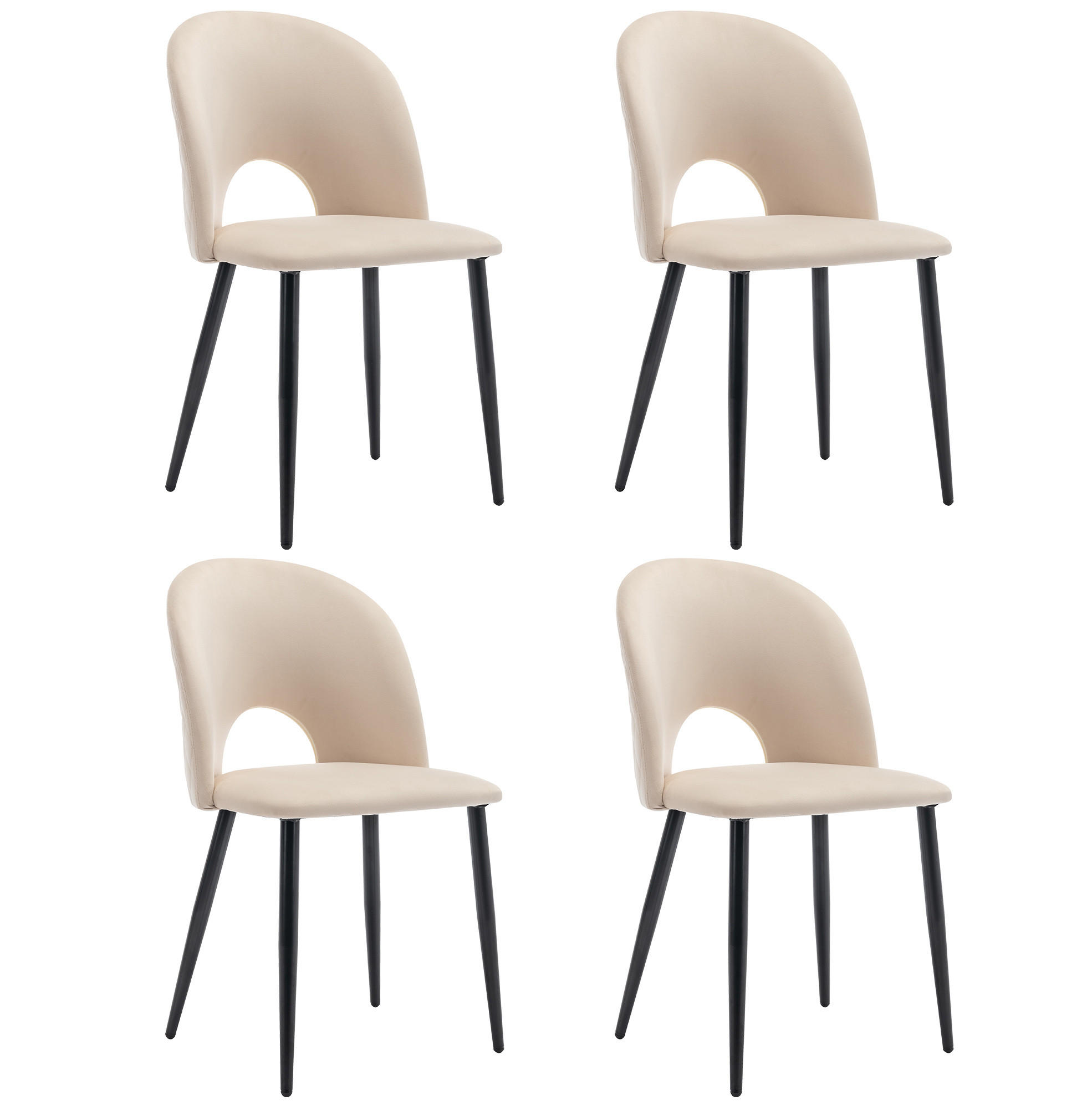 ESSZIMMERSTUHL mit Rückenlehne Samt Beige 2er-Set - Beige, Metall (44/84/47.2cm) - Meubliv