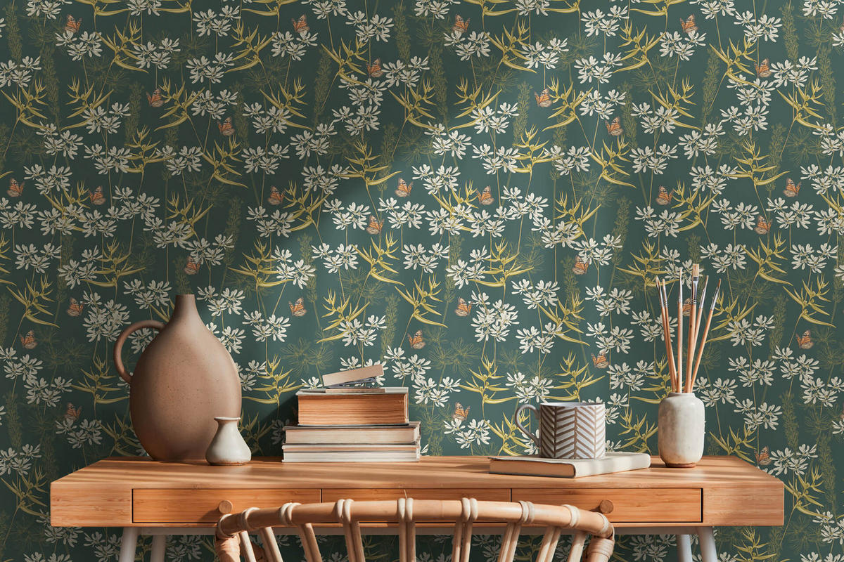 VLIESTAPETE Bunt 53/1005 cm - Petrol, Textil (53/1cm) - KUNSTLOFT