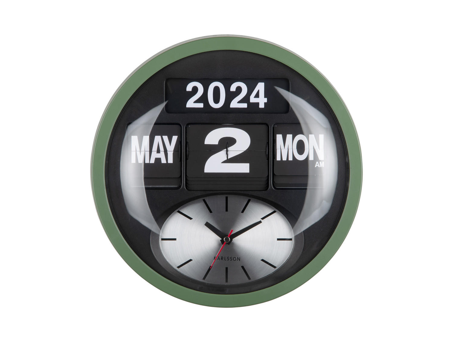 WANDUHR Flip Ø32,6 cm - Grün, Kunststoff (32/11/32cm) - Karlsson