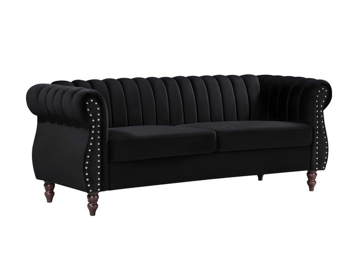 CHESTERFIELD-SOFA - 3-Sitzer - Samt - Schwarz - TRUMBO - Schwarz, Textil (78/77/195cm) - Vente-Unique