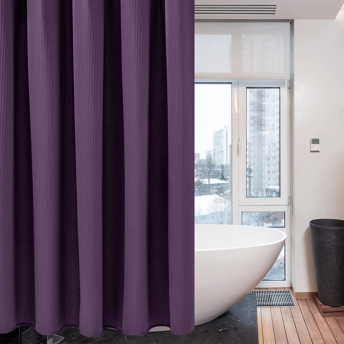DUSCHVORHANG Waffelstoff Lila 182 x 198 cm - Lila, Textil (182/198cm)