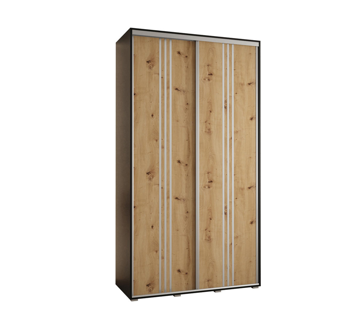 SCHWEBETÜRENSCHRANK 235,2/130/45 2-türig - Silberfarben/Schwarz, Holz/Metall (130/235/45cm) - Abiks Möbel