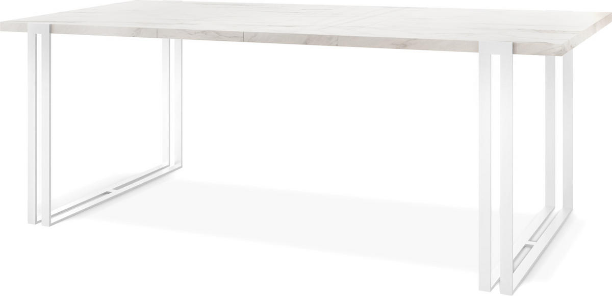 ESSTISCH Lilo rechteckig ausziehbar, Marmor Weiß 140-240/80/76 cm - Ecru/Weiß, Holzwerkstoff/Metall (80/240/76cm) - WFL GROUP