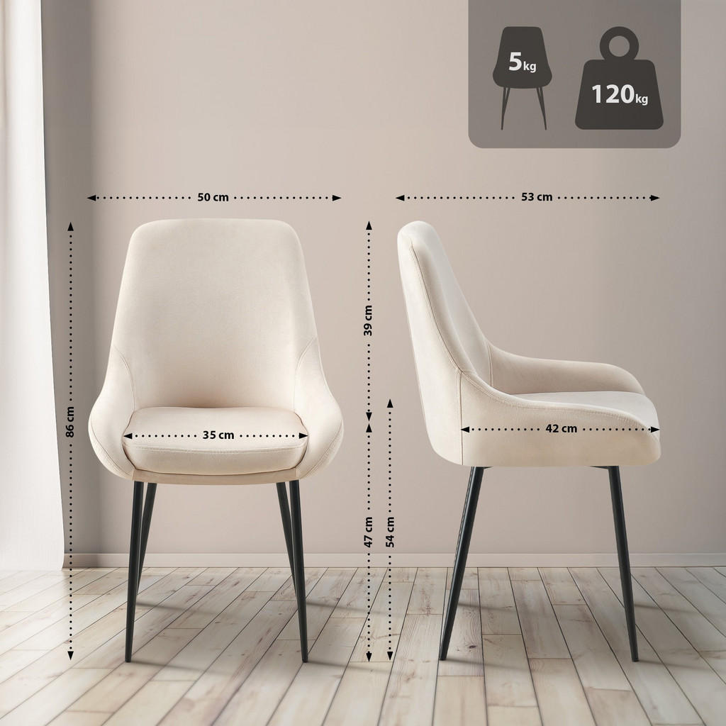 Thumbnail - CLP Stuhl, Creme, Textil, 50x86x53 cm, Esszimmer, Stühle, Esszimmerstühle, Vierfußstühle