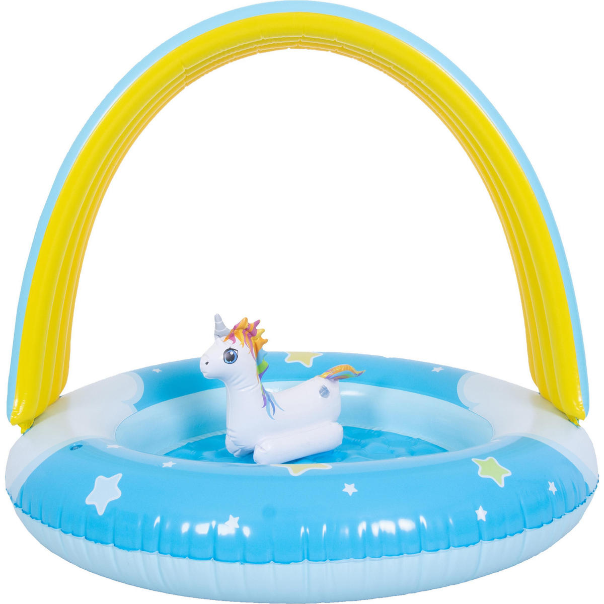 PLANSCHBECKEN Einhorn mit Regenbogendach Ø 95 x 80 cm mit Zubehör - Multicolor, Kunststoff (95/95/80cm) - Avenli