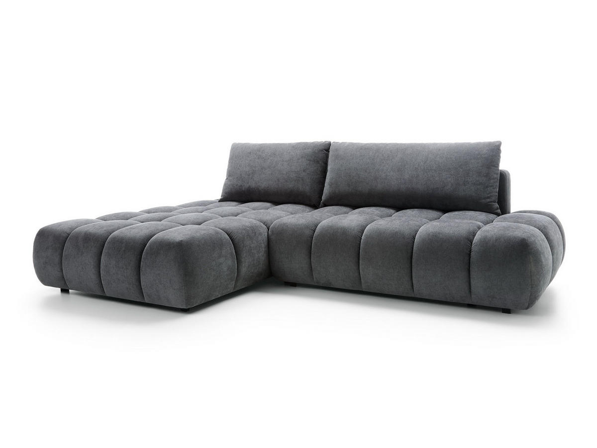 ECKSOFA GARDA Grau Chenille mit Schlaffunktion - Grau, Holz (280/131cm) - MASSENO