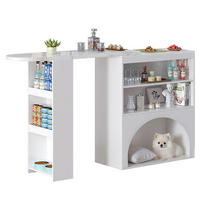 BARTISCH aus MDF 120(+80)x40x100 cm Weiß ausziehbar mit offenem Stauraum und integriertem Haustierbereich - Weiß, Holzwerkstoff (40/120/100cm) - Modfu