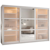 SCHWEBETÜRENSCHRANK 200/250/62 3-türig - Silberfarben/Weiß, Holz/Kunststoff (250/200/62cm) - Abiks Möbel