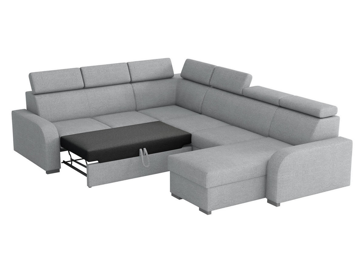 WOHNLANDSCHAFT Oslo 2rR2pLC - Silberfarben/Hellgrau, Holz/Kunststoff (315/85/250cm) - MIRJAN24
