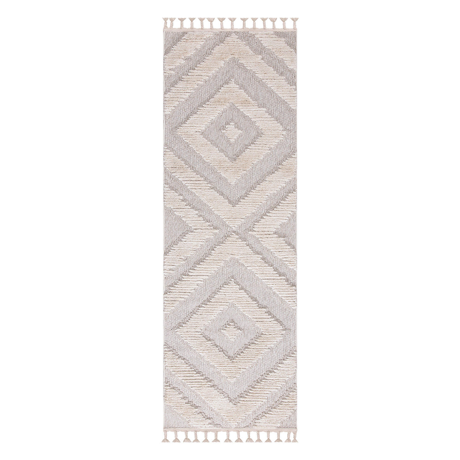 KURZFLOR-TEPPICH Valencia 813 Creme/ Graublau 80x300 cm - Creme, Textil (80/300cm) - carpet city