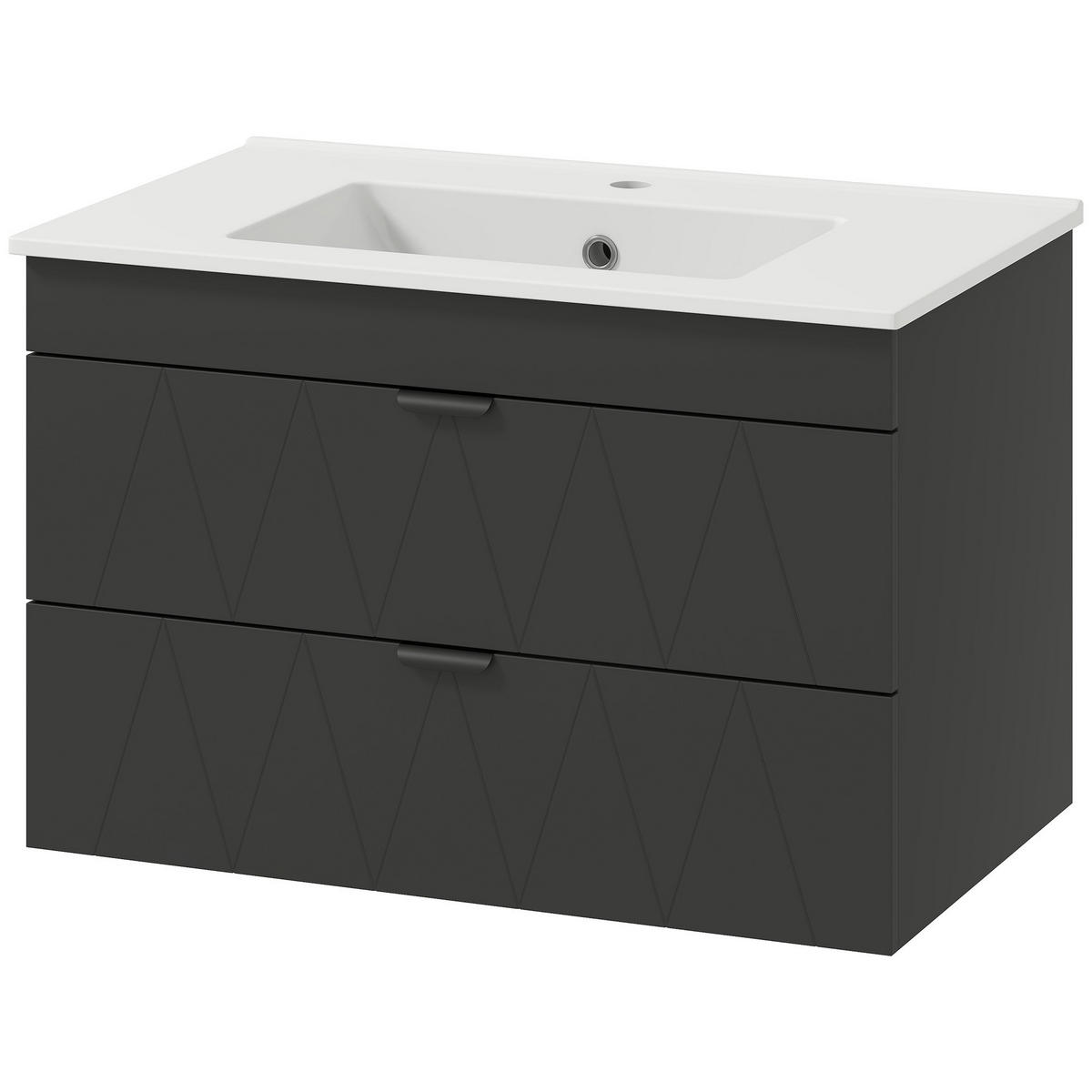 WASCHBECKENUNTERSCHRANK DE-09629 Schwarz - Schwarz, Holzwerkstoff (76/50/46cm) - ComfortXL