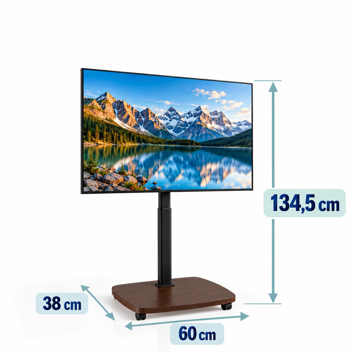 TV-STOJAN Hnedý čierny na kolieskach 43-75 palcov - viacfarebná, kov/kompozitné drevo (60/134.5/38cm) - Relaxdays