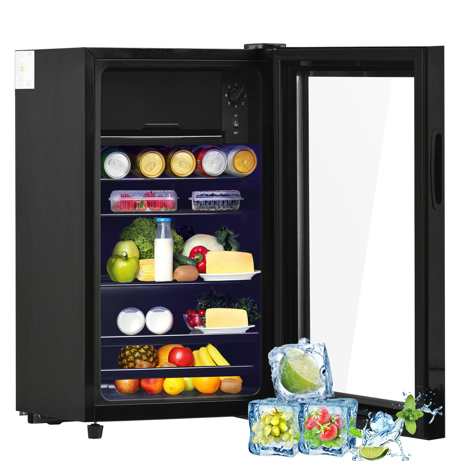 MINIKÜHLSCHRANK 76L LED Energieeffizient - Schwarz, Metall (40/71.6/43.5cm) - Kaket
