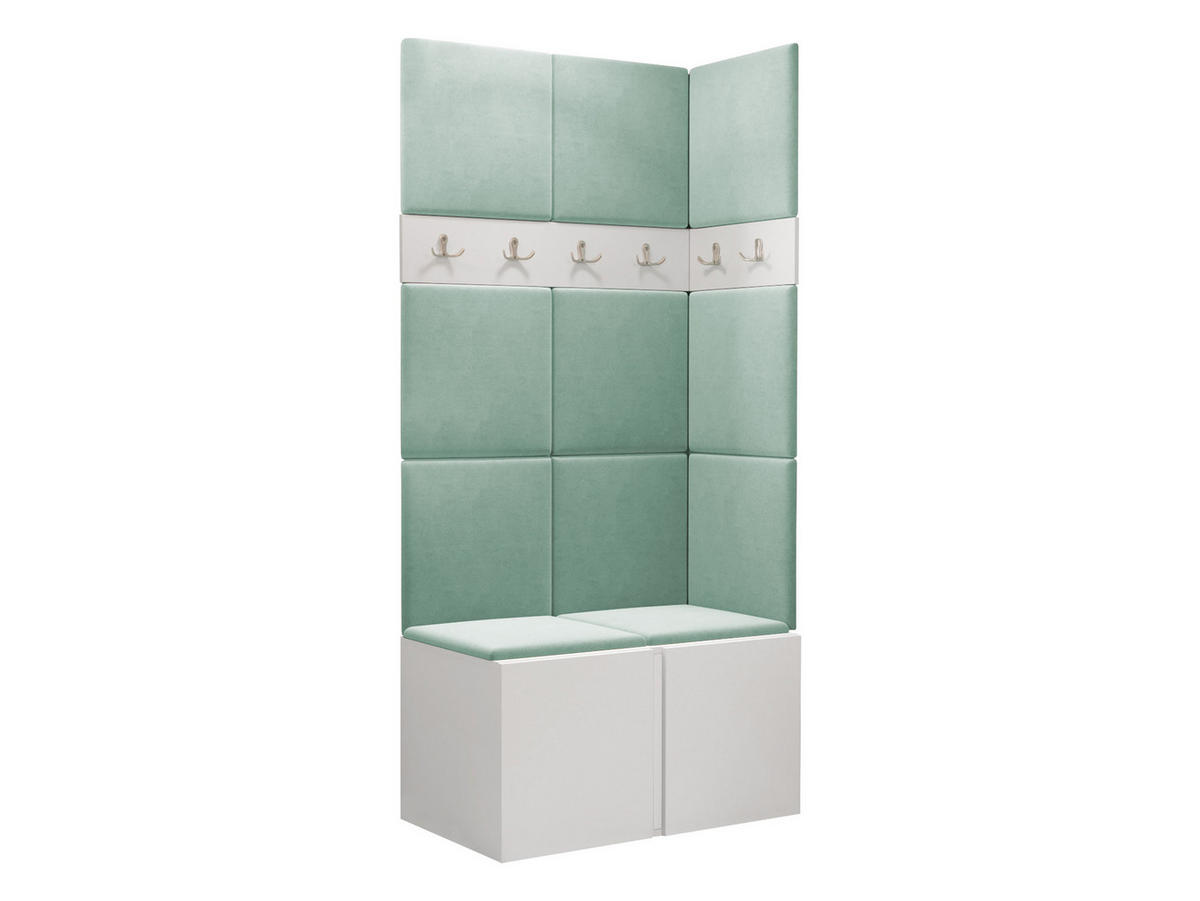 GARDEROBEN-SET Orion I - Weiß/Mintgrün, Holzwerkstoff/Kunststoff (84/186/46cm) - MIRJAN24