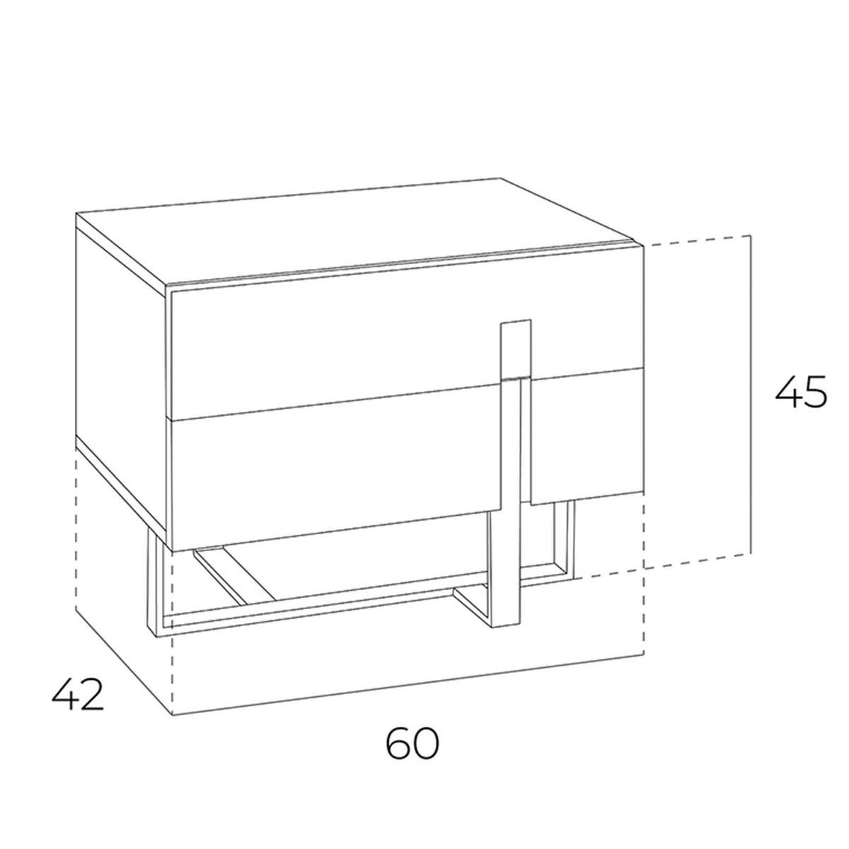 NACHTSCHRANK Nachttisch aus weißem Holz und verchromtem Stahl 60/42/45 cm - Edelstahlfarben/Weiß, Holz/Metall (60/45/42cm) - ANGEL CERDA