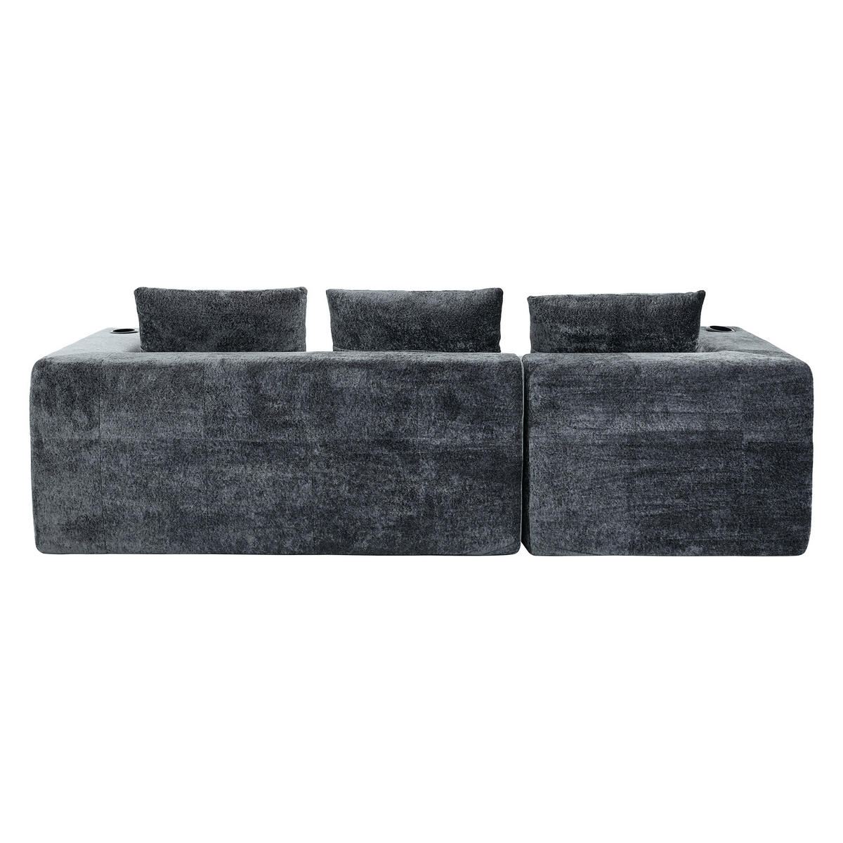 ECKSOFA 255/161/64 cm Grau mit Getränkehalter - Grau, Textil (258/163cm) - Oxeza