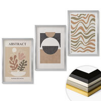 WANDBILDER 3er Set - 40x60 cm Silberner Rahmen - Abstrakte Formenmuster - Silberfarben, Kunststoff (40/60cm) - ArtPrintCave